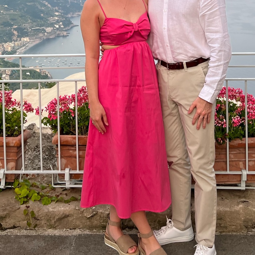 J. Crew Pink Bow front open back Dress